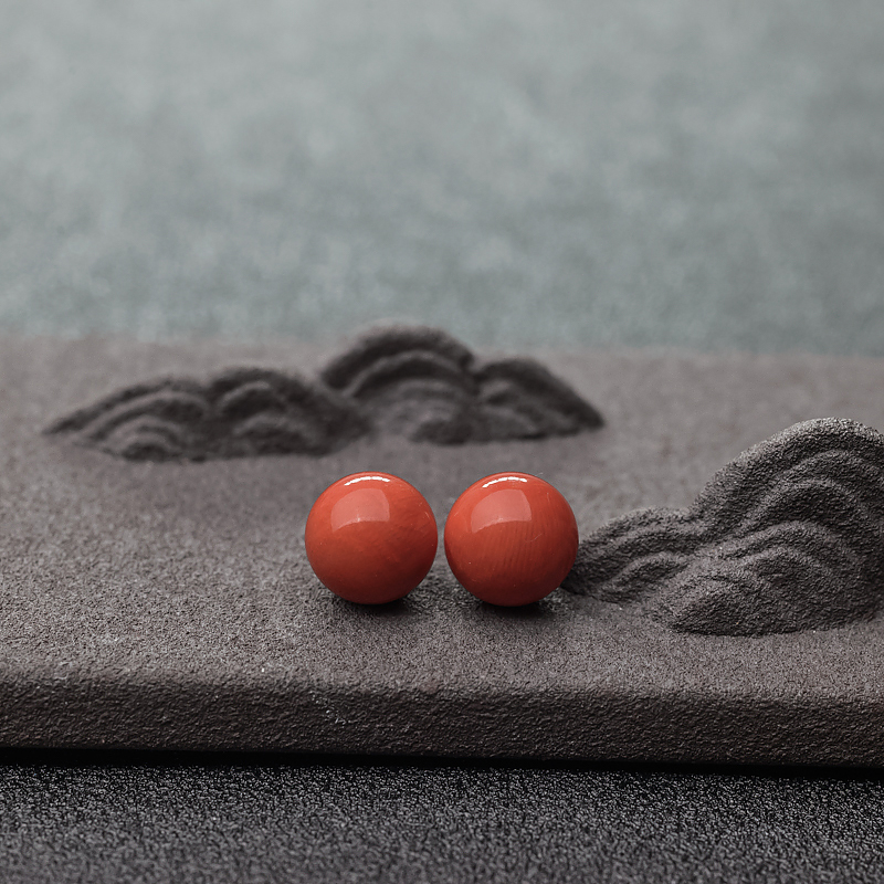 天然沙丁橘红珊瑚圆珠-红掌柜