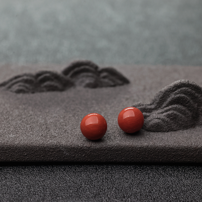橘红珊瑚圆珠（两件）-红掌柜