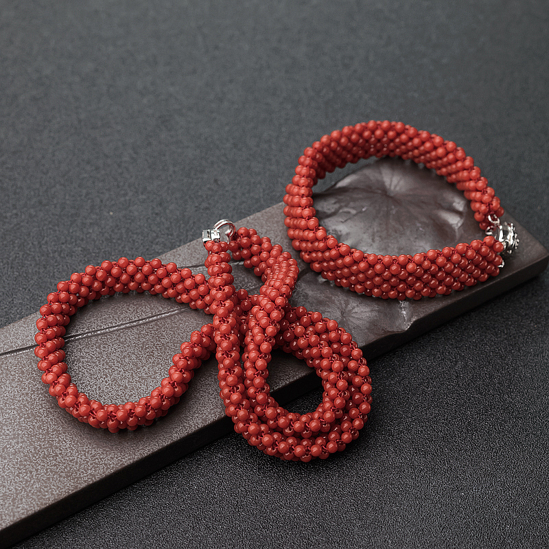 沙丁珊瑚圆珠编织套装-红掌柜