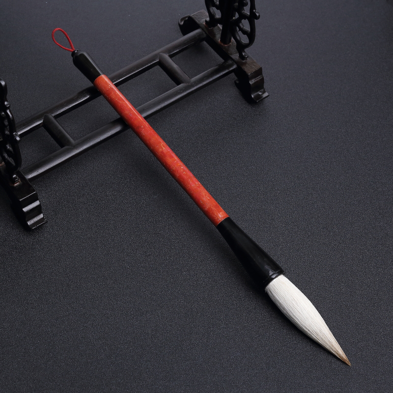 天然沙丁朱红珊瑚拼接毛笔-红掌柜