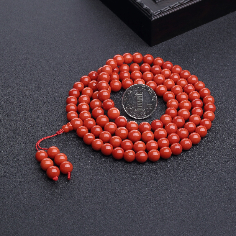 沙丁朱红珊瑚108佛珠-红掌柜