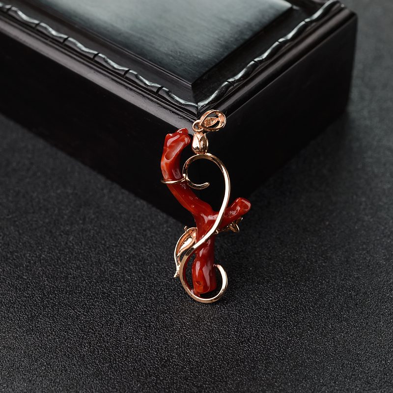 阿卡黑红珊瑚吊坠-红掌柜