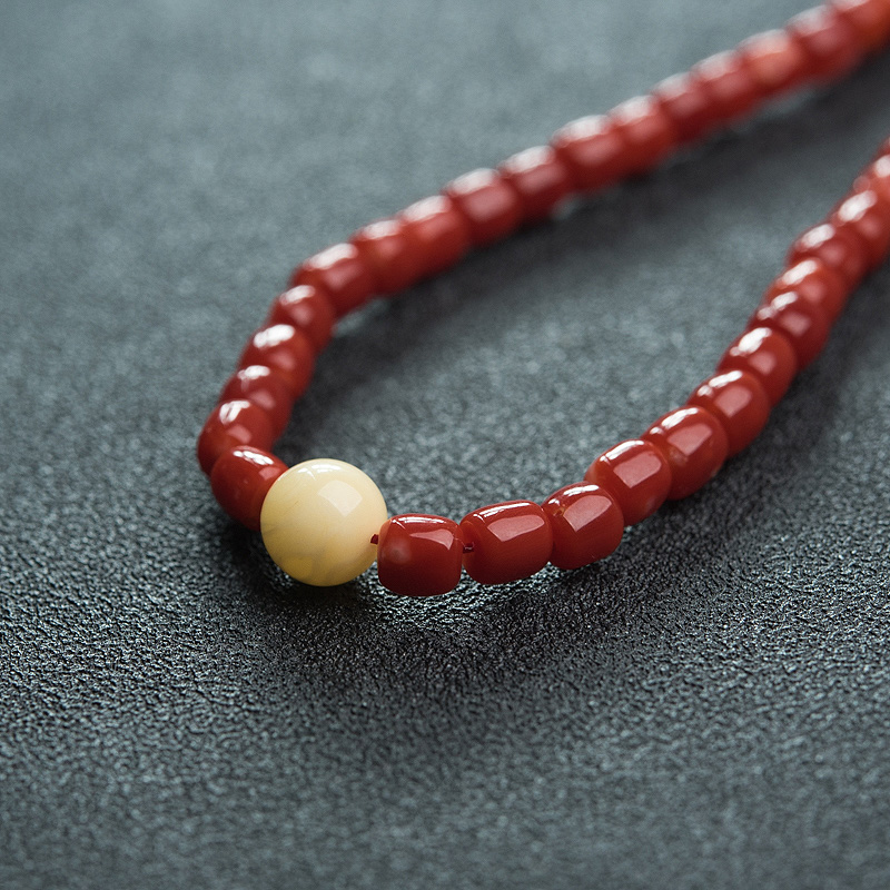 日本天然阿卡深红珊瑚项链-红掌柜