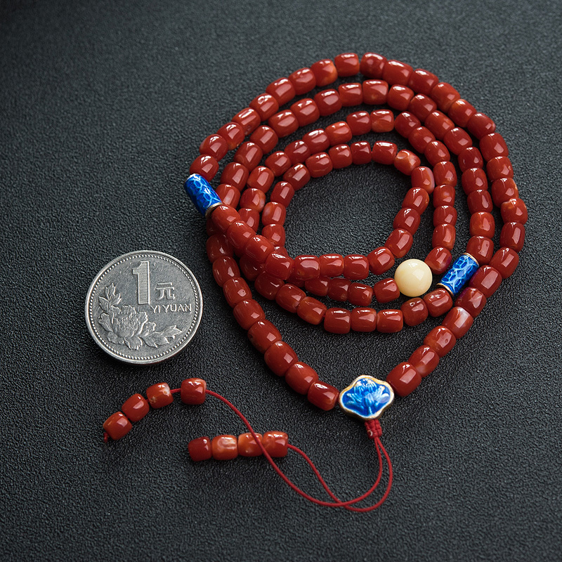 阿卡珊瑚桶珠项链-红掌柜