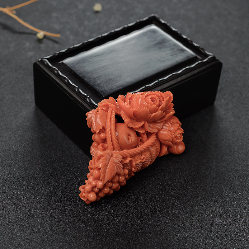 MOMO珊瑚花篮戒面-红掌柜