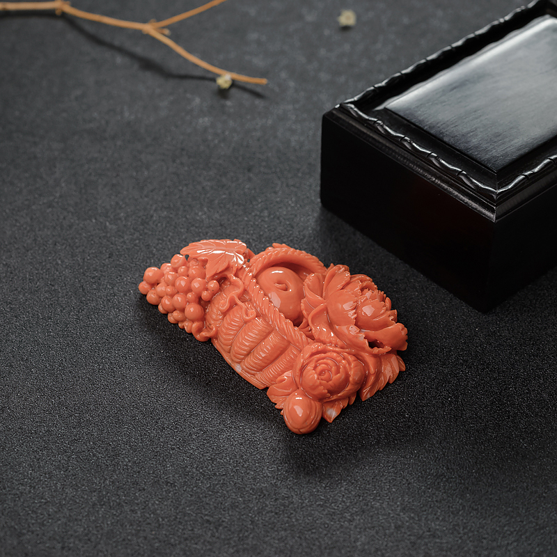 MOMO珊瑚戒面-红掌柜