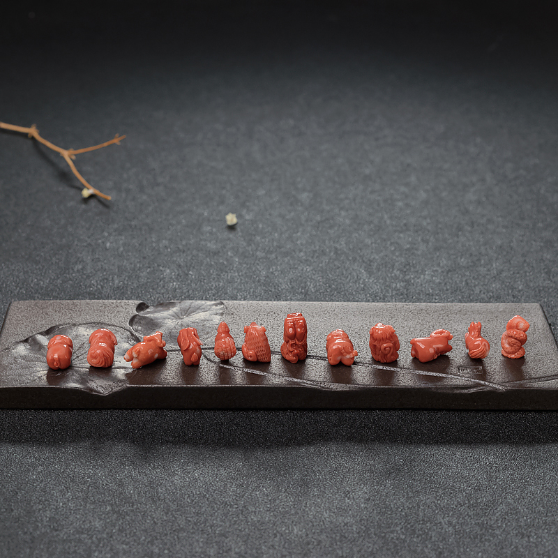 MOMO橘红珊瑚十二生肖配件-红掌柜