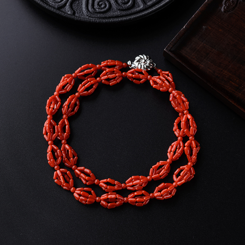 意大利沙丁红珊瑚四爪项链 - 红掌柜