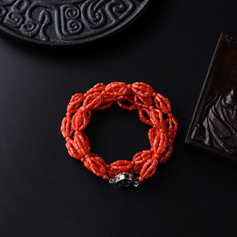 天然沙丁红珊瑚四爪项链 - 红掌柜