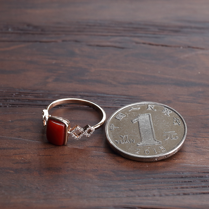 阿卡红珊瑚戒指-红掌柜