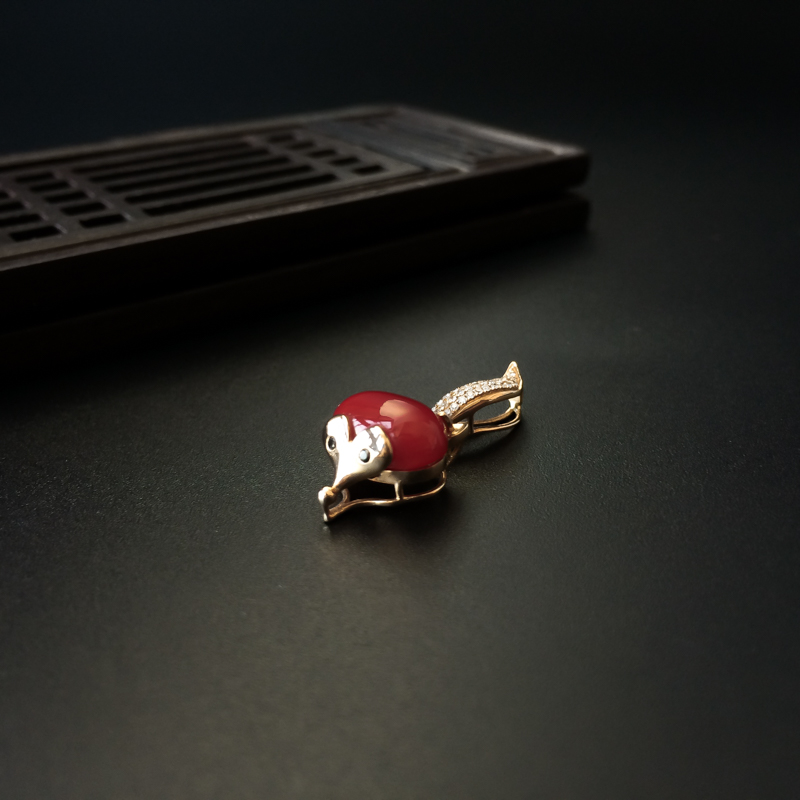 阿卡牛血红珊瑚吊坠-红掌柜