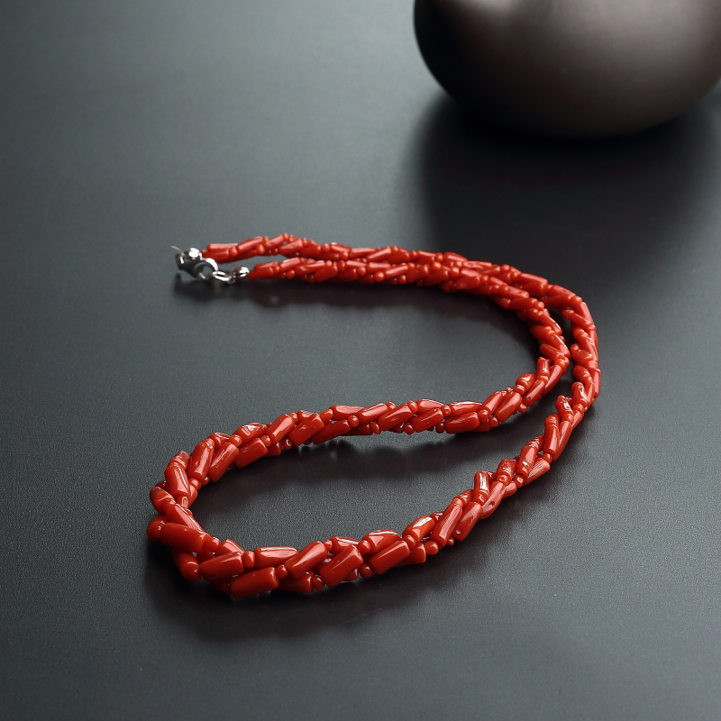 意大利沙丁红珊瑚三股项链-红掌柜