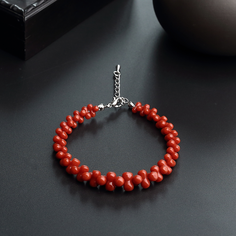 意大利天然沙丁红珊瑚手链-红掌柜