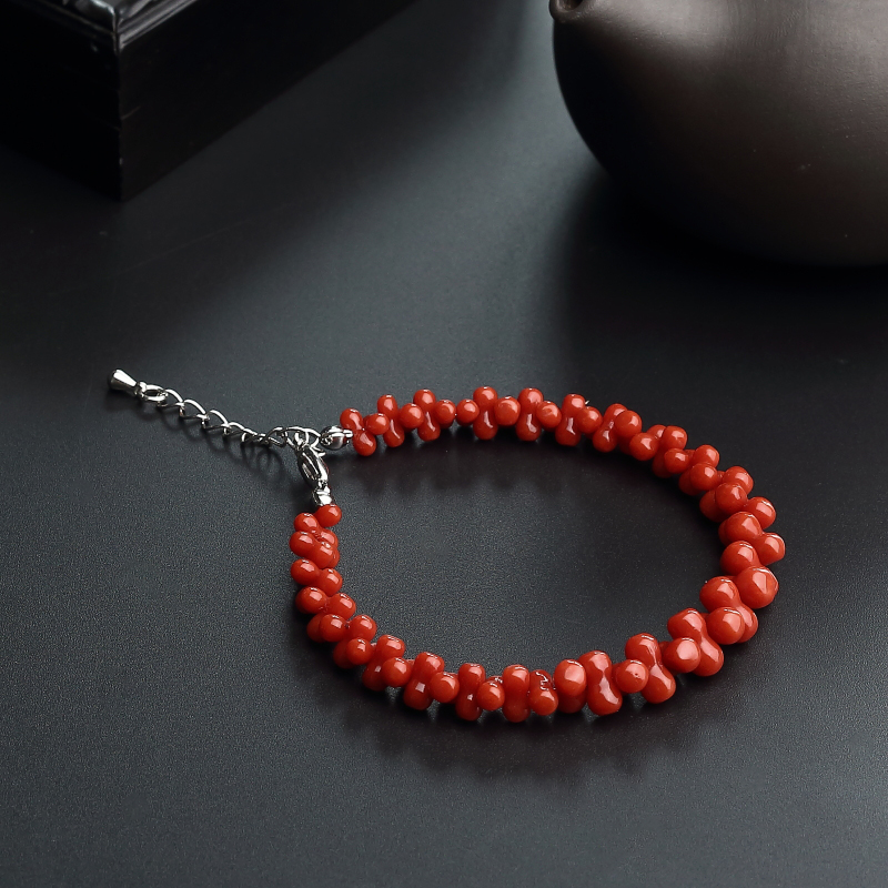 天然沙丁红珊瑚手链-红掌柜
