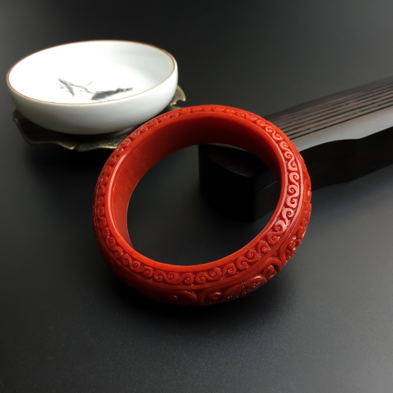 58#意大利红珊瑚吉祥八宝手镯-红掌柜