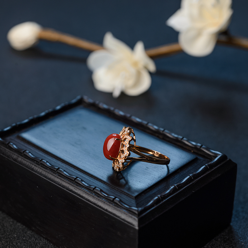 沙丁珊瑚戒指 - 红掌柜