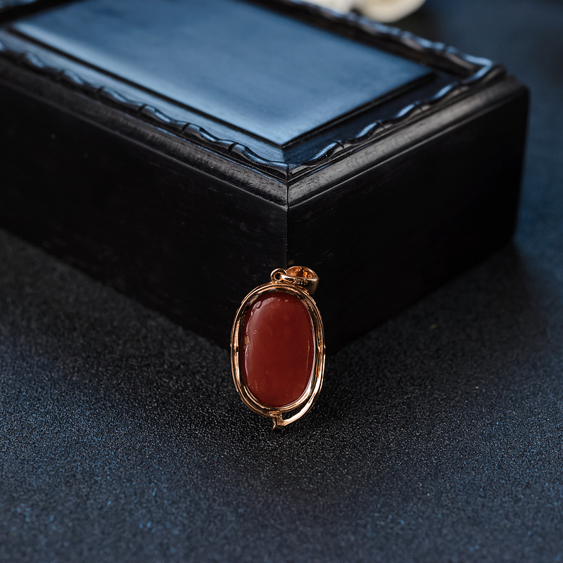 天然沙丁珊瑚吊坠 - 红掌柜