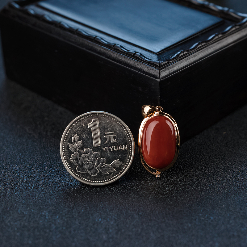 天然沙丁红珊瑚吊坠 - 红掌柜