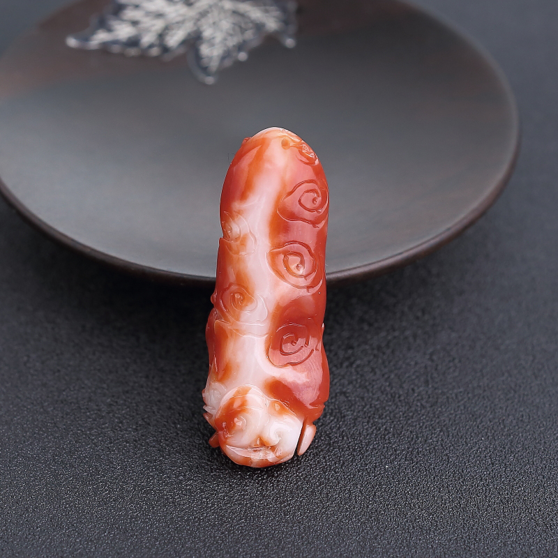 日本天然正红珊瑚观音吊坠-红掌柜