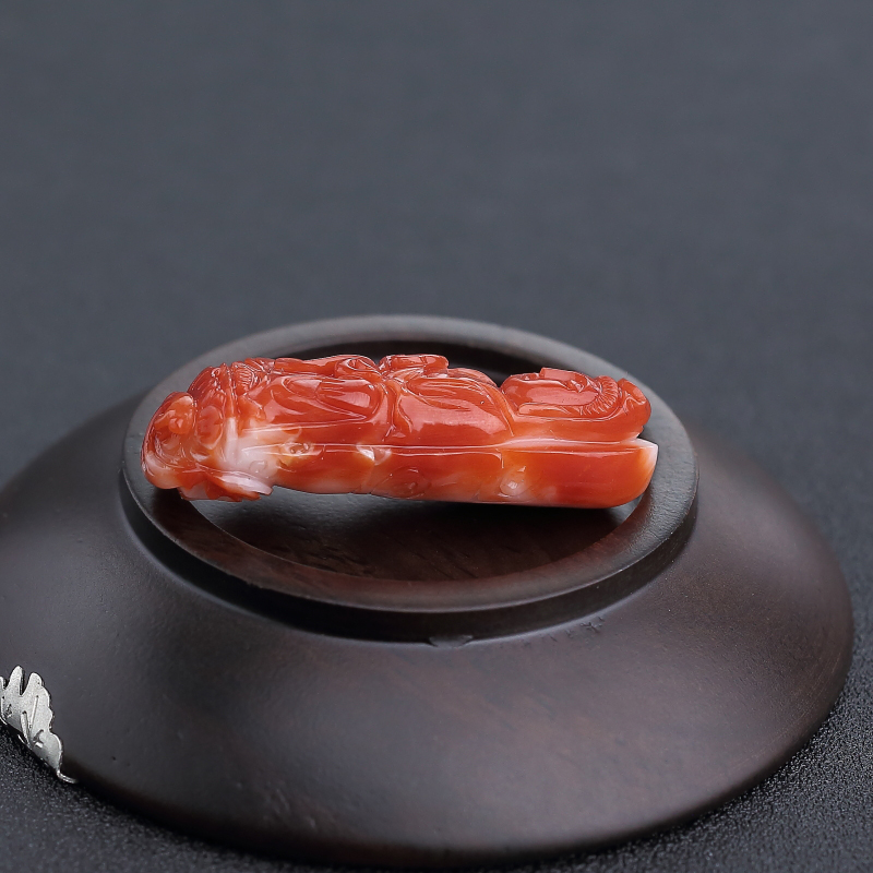 日本天然阿卡珊瑚观音吊坠-红掌柜