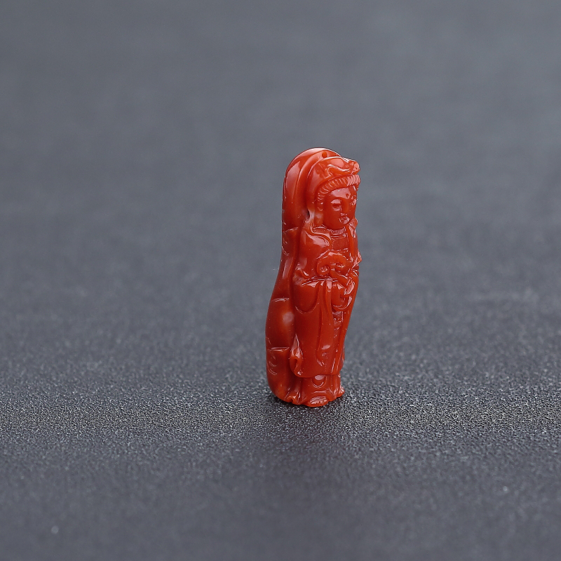 天然阿卡正红珊瑚观音吊坠-红掌柜