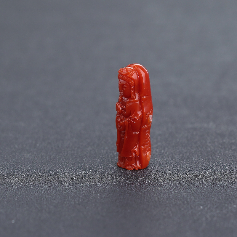 日本阿卡正红珊瑚观音吊坠-红掌柜