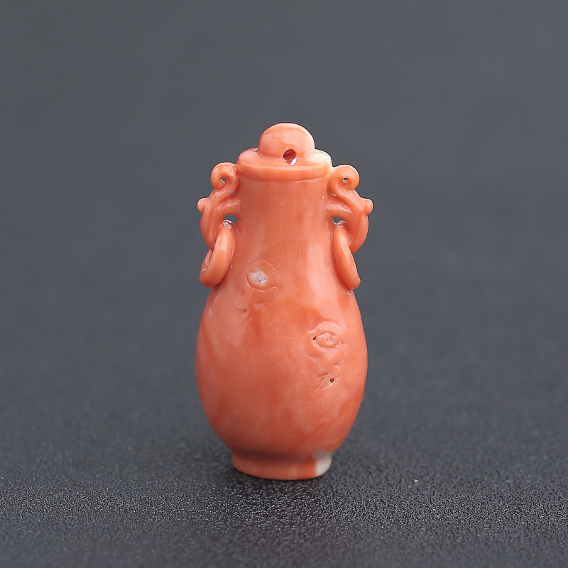 台湾天然粉红珊瑚花瓶吊坠-红掌柜