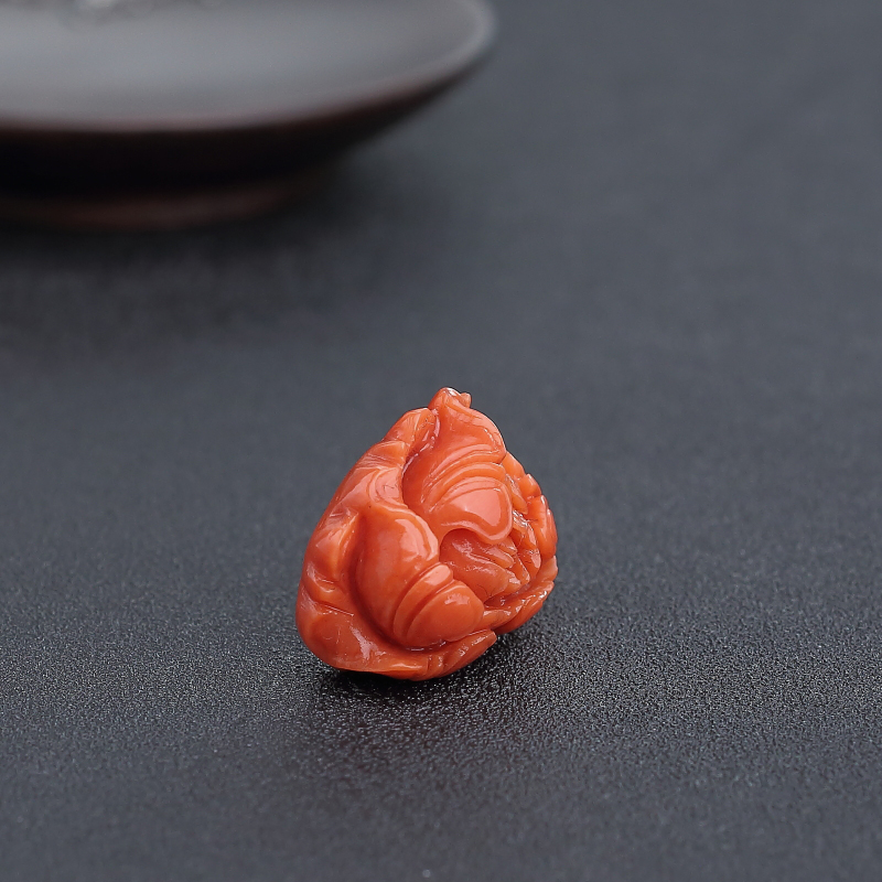 天然阿卡朱红珊瑚花开富贵吊坠-红掌柜