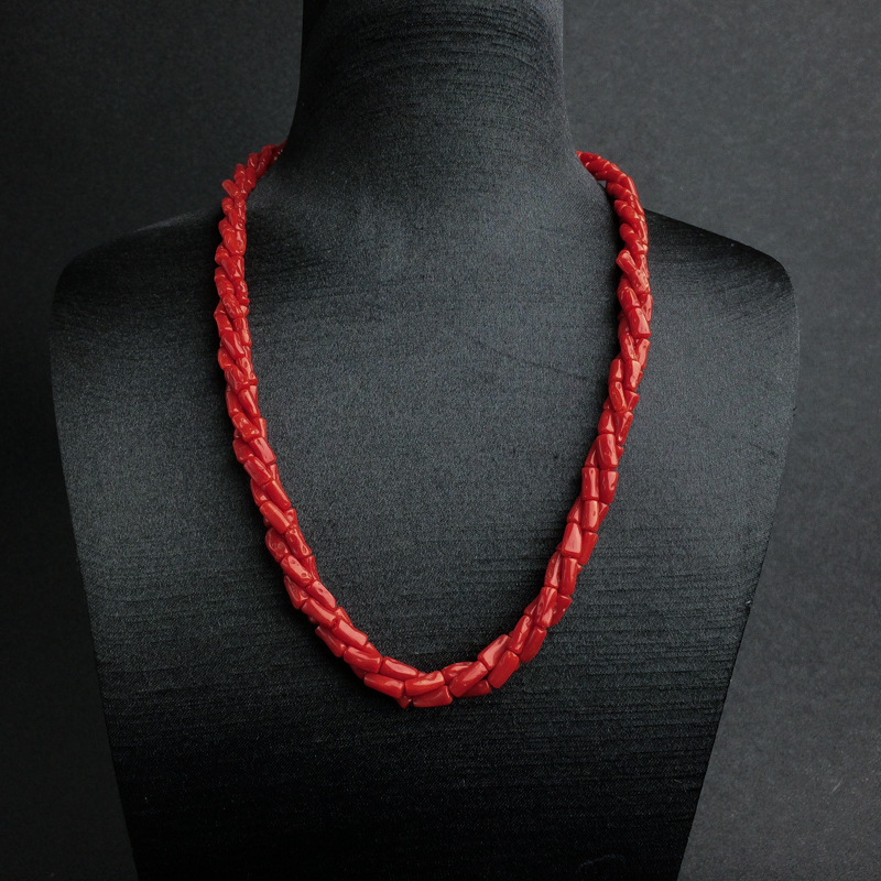 意大利天然沙丁正红珊瑚三股项链手链套装 - 红掌柜