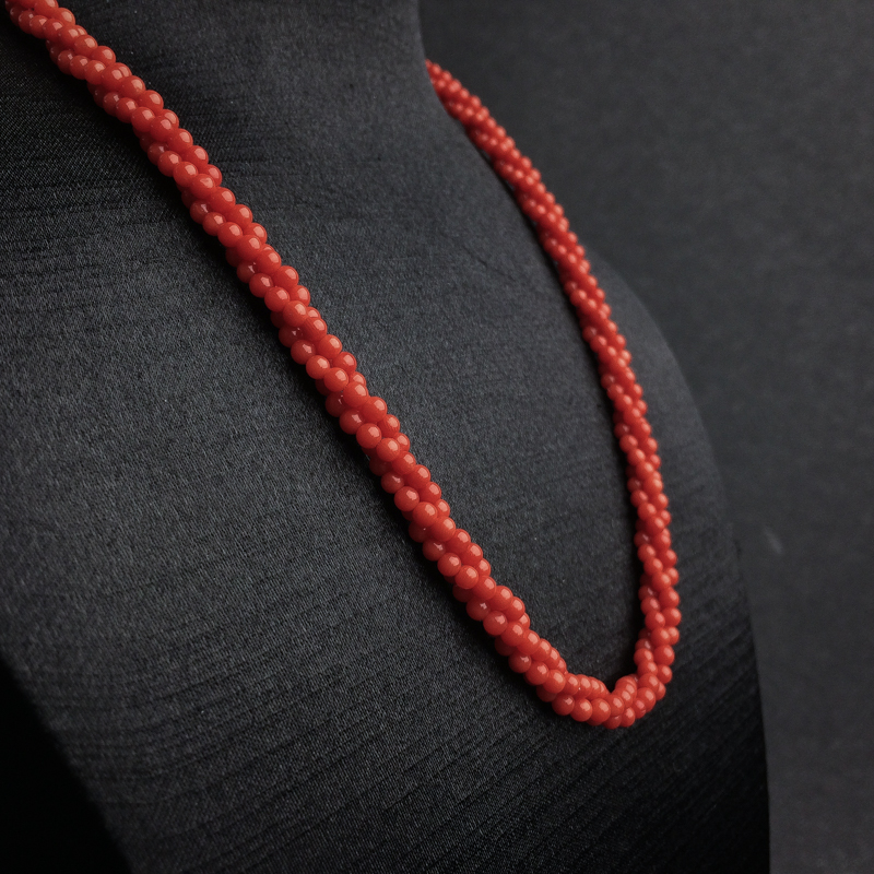 橘红珊瑚三股项链 - 红掌柜