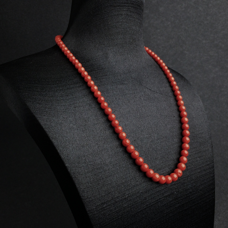 天然沙丁朱红珊瑚塔链 - 红掌柜