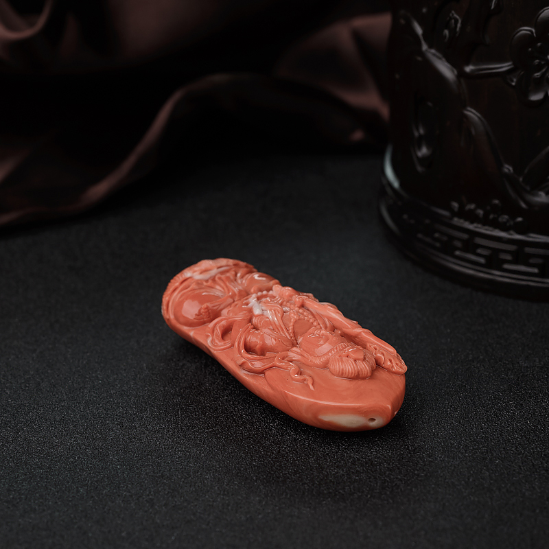 MOMO橘红珊瑚吊坠-红掌柜