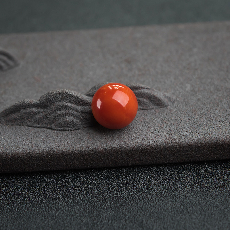 天然沙丁橘红珊瑚圆珠-红掌柜