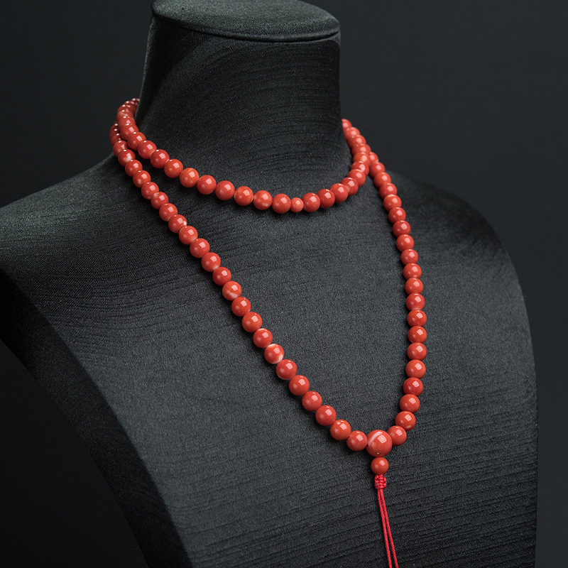 MOMO橘红珊瑚108佛珠 - 红掌柜