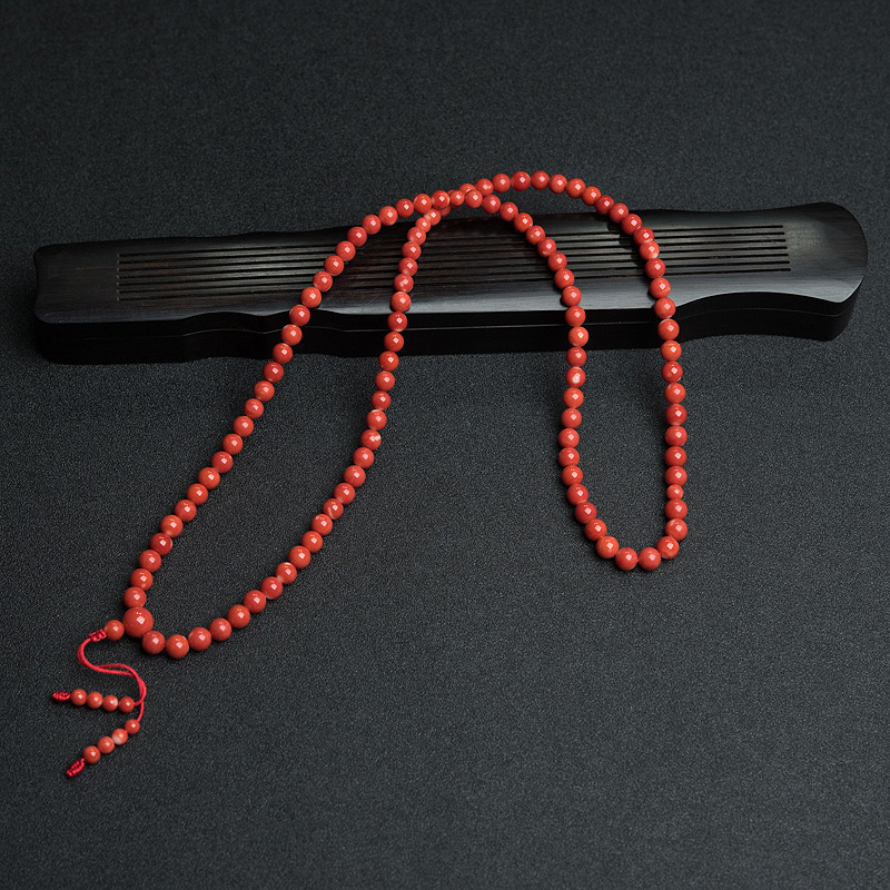 台湾MOMO橘红珊瑚108佛珠 - 红掌柜