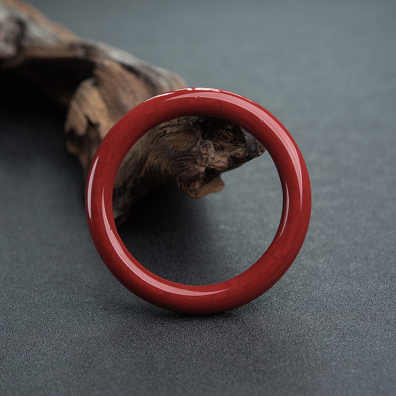 天然沙丁深红珊瑚拼接圆镯-红掌柜