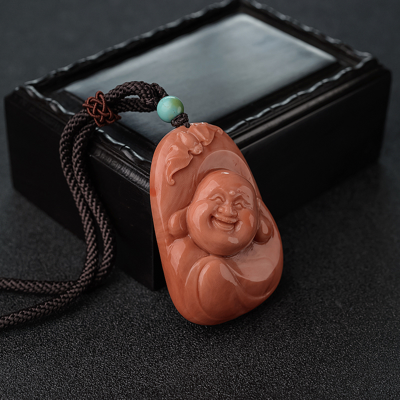 MOMO珊瑚弥勒佛吊坠-红掌柜