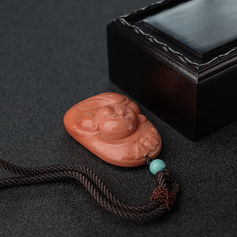 MOMO橘色珊瑚吊坠-红掌柜