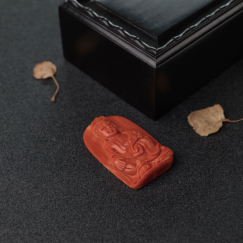 MOMO橘红珊瑚吊坠-红掌柜