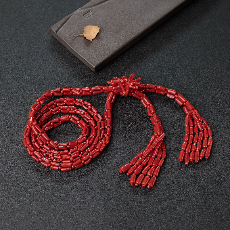 意大利沙丁正红珊瑚毛衣链-红掌柜