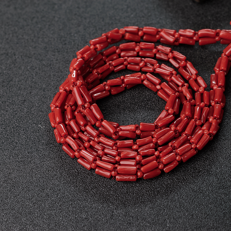 意大利天然沙丁珊瑚毛衣链-红掌柜