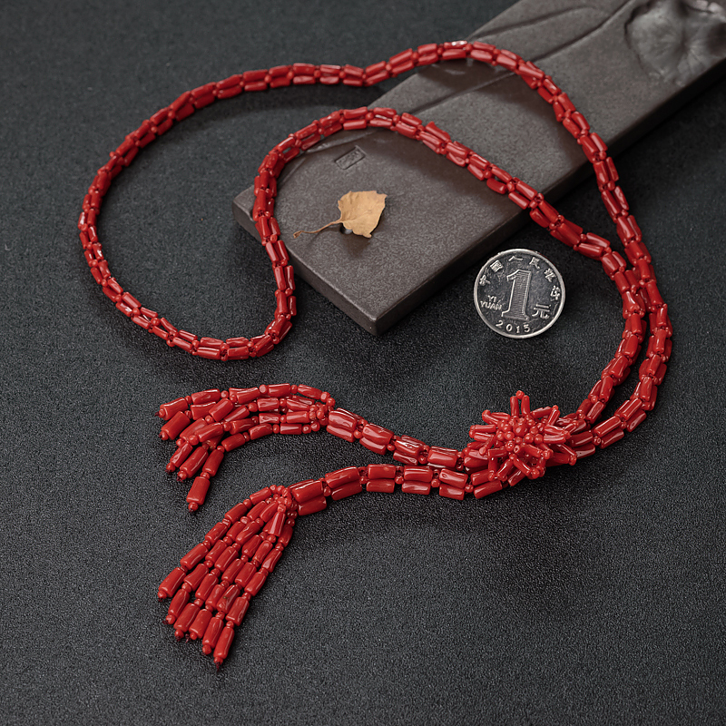 意大利沙丁珊瑚毛衣链-红掌柜