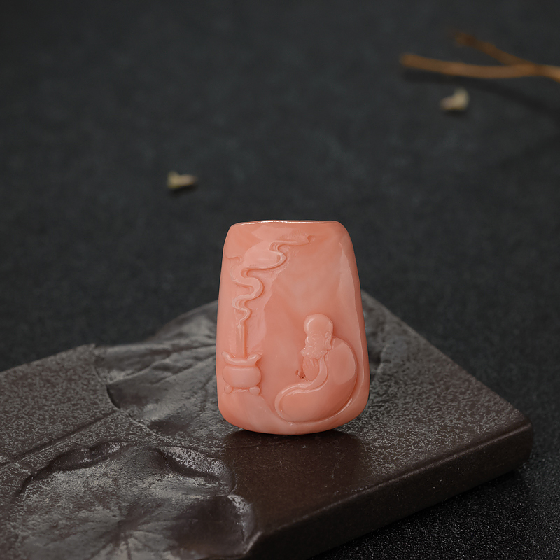 MOMO粉色珊瑚悟道吊坠-红掌柜