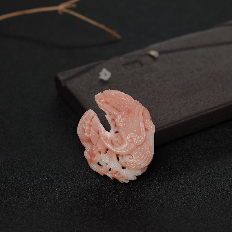 天然粉色珊花吊坠-红掌柜