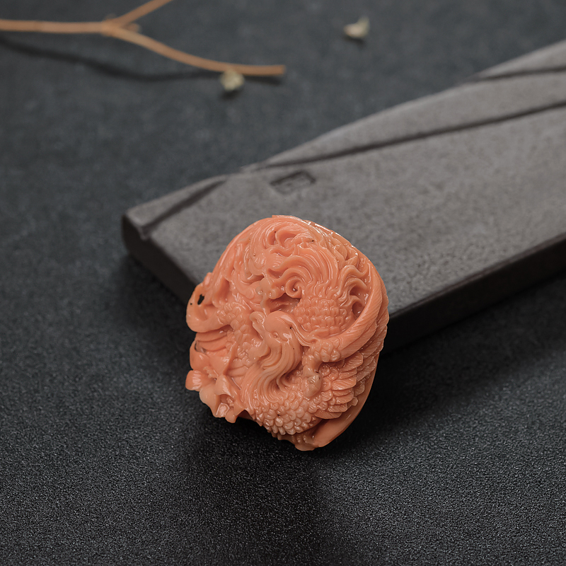 橘色珊瑚凤凰花开吊坠-红掌柜