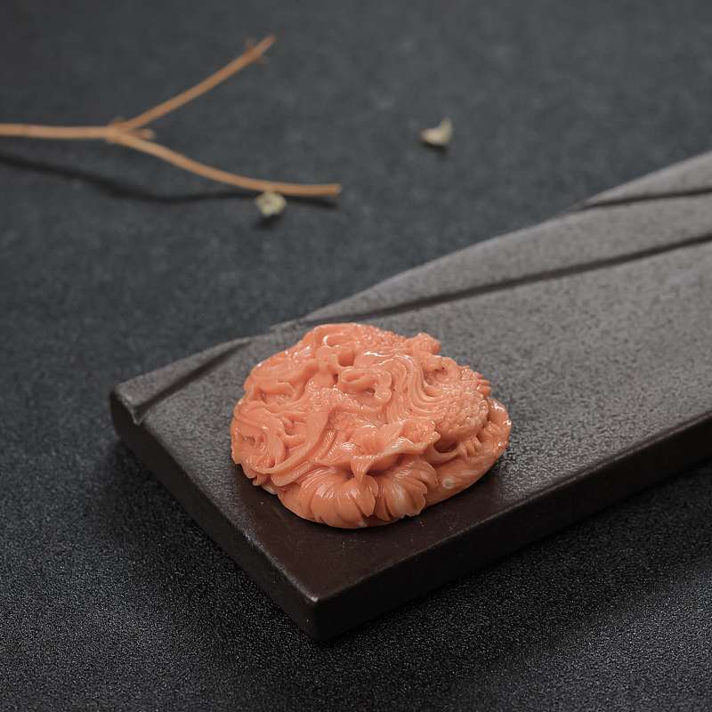 MOMO橘色珊瑚吊坠-红掌柜