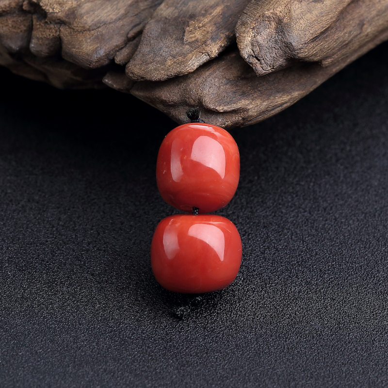 日本天然阿卡朱红珊瑚苹果珠-红掌柜