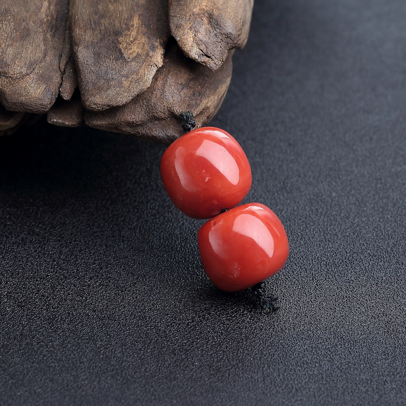 天然阿卡朱红珊瑚苹果珠-红掌柜