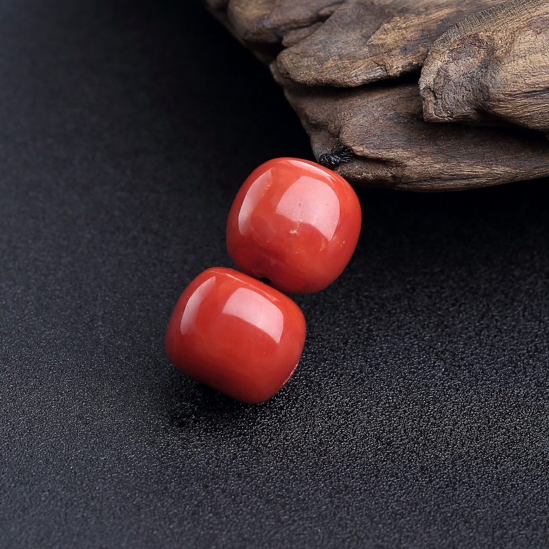 日本天然朱红珊瑚苹果珠-红掌柜