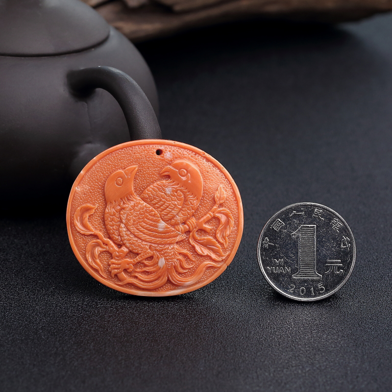 MOMO橘色珊瑚吊坠-红掌柜